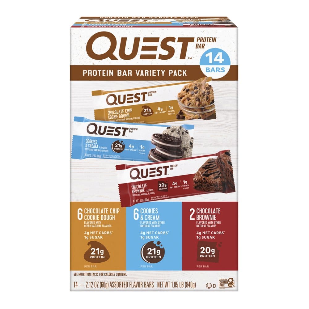 Quest Protein Bars Gluten Free Variety Pack (14 ct.) - Protein Bars & Diet Snacks - ShelHealth