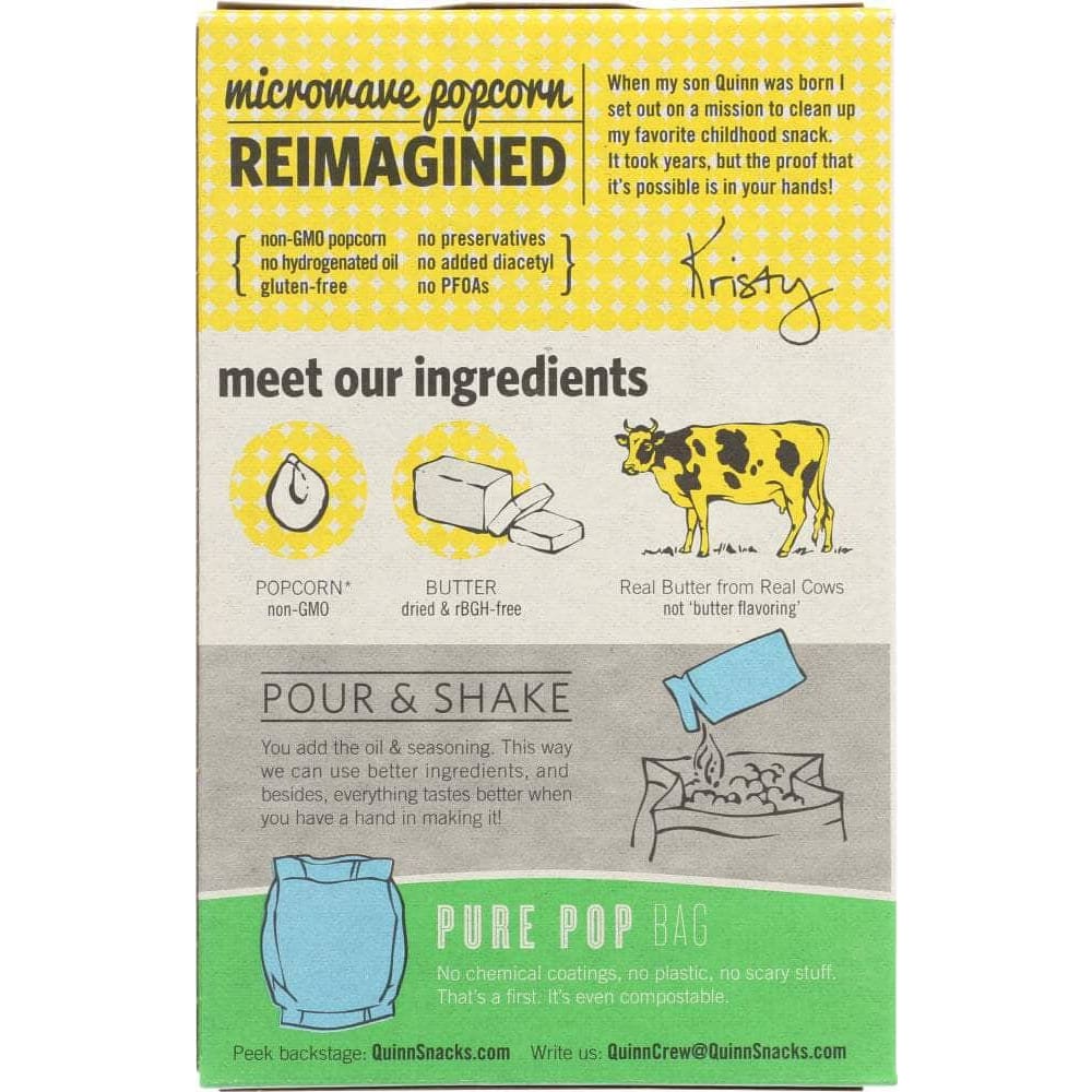 Quinn Quinn Popcorn Butter & Sea Salt Microwave Popcorn 2x3.5oz Bags, 6.9 oz