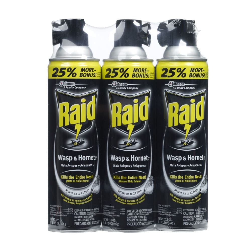 Raid 17.5-Oz. Wasp and Hornet Killer Spray, 3 pk. - Black | ShelHealth