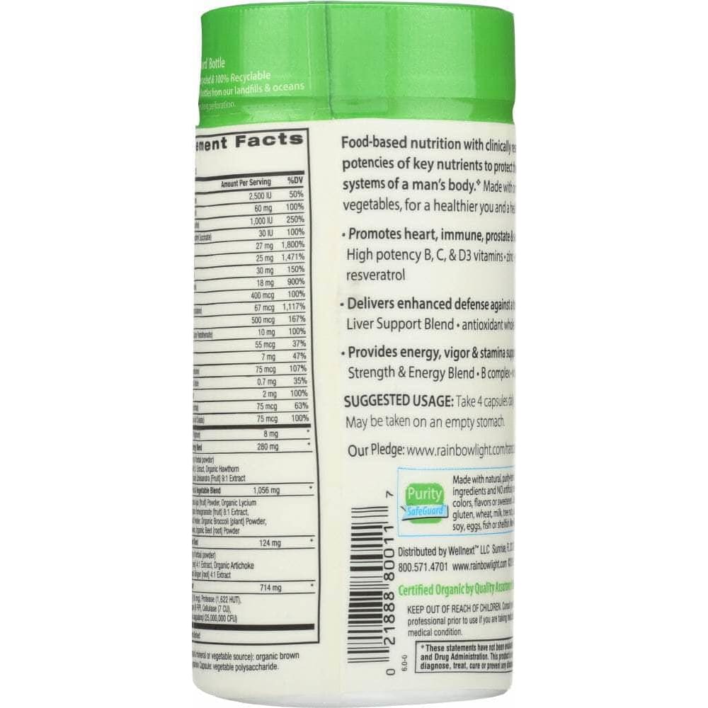 RAINBOW LIGHT Vitamins & Supplements > Vitamins & Minerals RAINBOW LIGHT Certified Organics Men's Multivitamin, 120 Veggie Caps