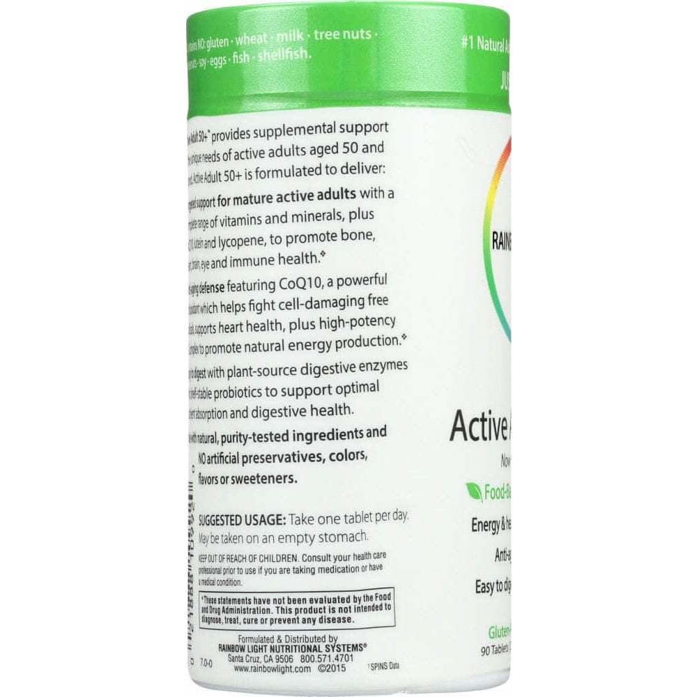 RAINBOW LIGHT Categories > Vitamins > Multivitamins - Men RAINBOW LIGHT: Just Once Active Adult 50+ Food-Based Multivitamin, 90 Tablets