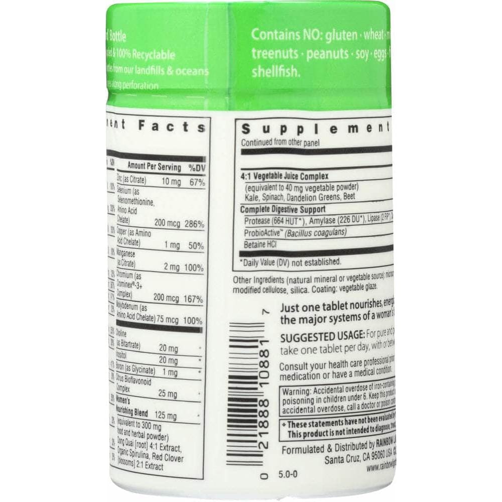 RAINBOW LIGHT Categories > Health Topics > Women's Health RAINBOW LIGHT: Just Once Women's One Food-Based Multivitamin, 30 Tablets