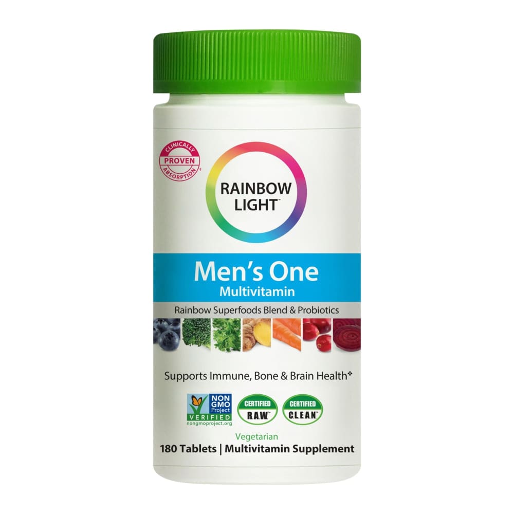 Rainbow Light Men’s One High Potency Multivitamin for Men with Zinc for Immune Health Support 180 Tablets - Rainbow
