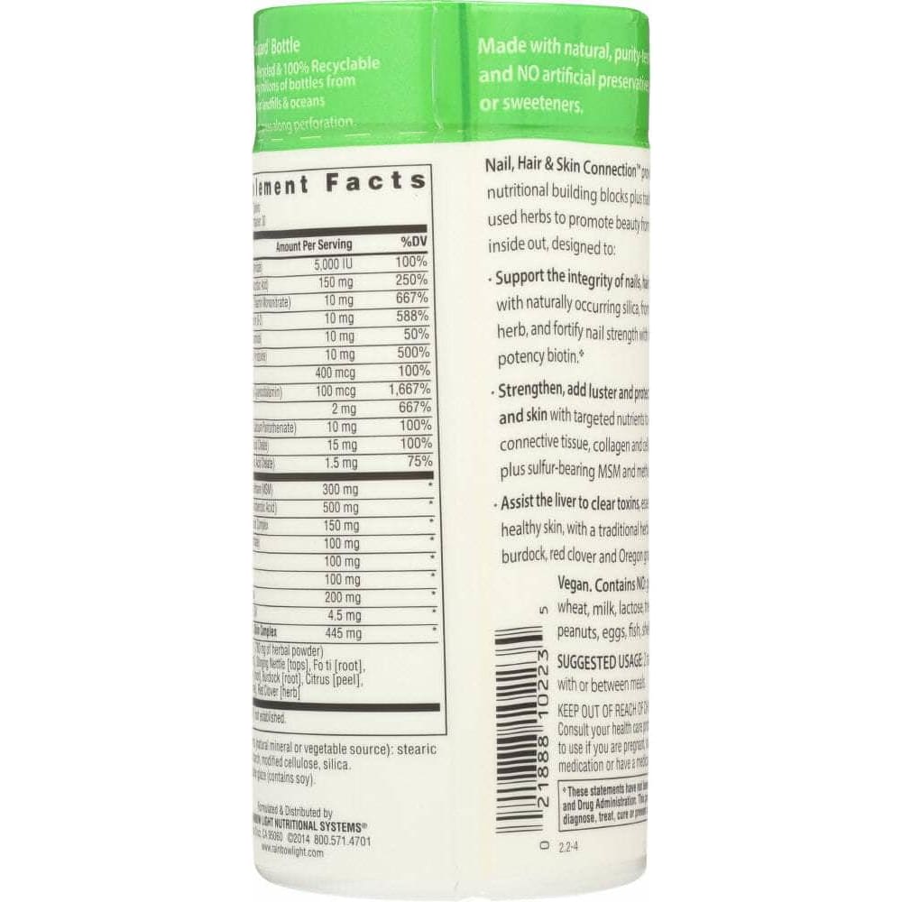 RAINBOW LIGHT Herbs & Homeopathic > HERBAL FORMULAS > HERBAL FORMULAS OTHER RAINBOW LIGHT: Nail Hair & Skin Connection, 60 tb
