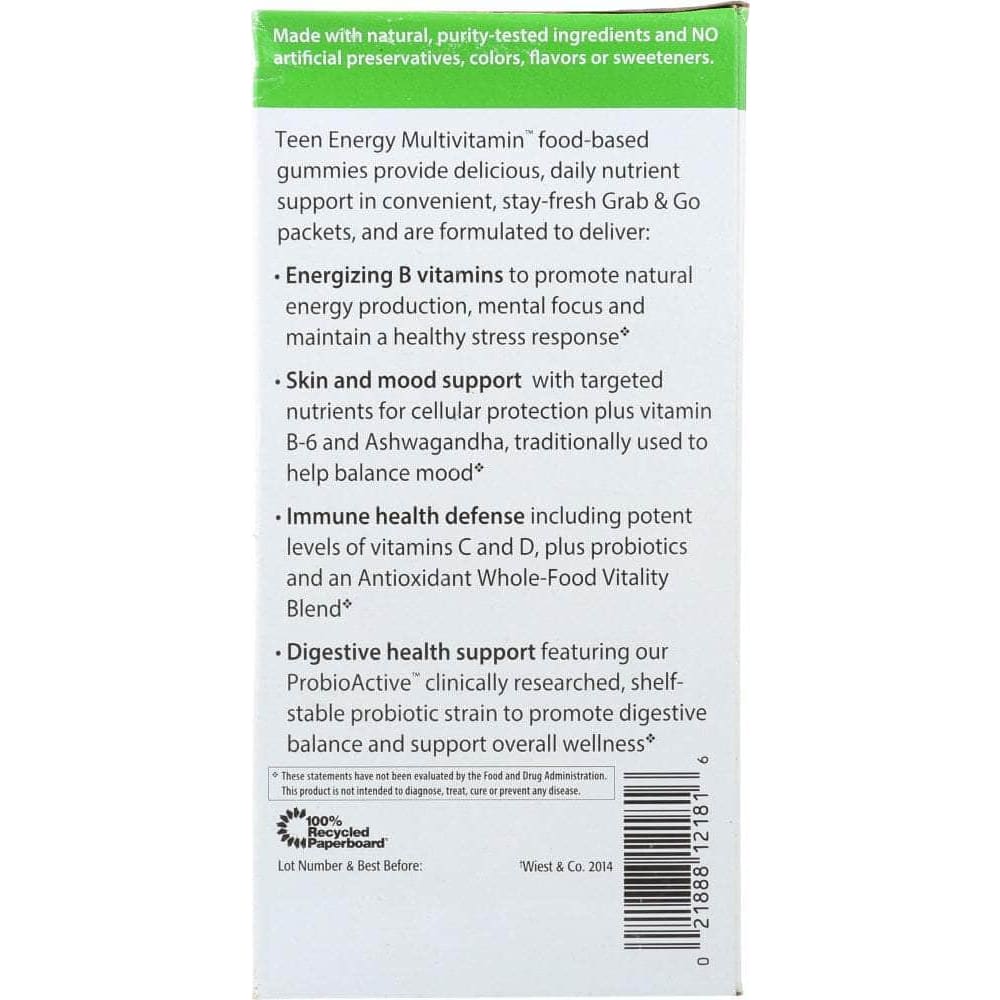 RAINBOW LIGHT Vitamins & Supplements > Vitamins & Minerals RAINBOW LIGHT: Teen Energy Multivitamin Gummy, 30 packets