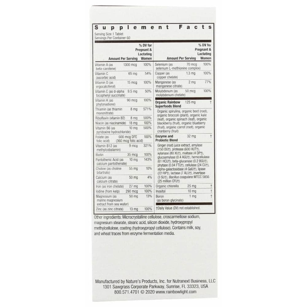 RAINBOW LIGHT Health > Vitamins & Supplements RAINBOW LIGHT VIBRANCE: Prenatal One Multivitamin, 60 tb