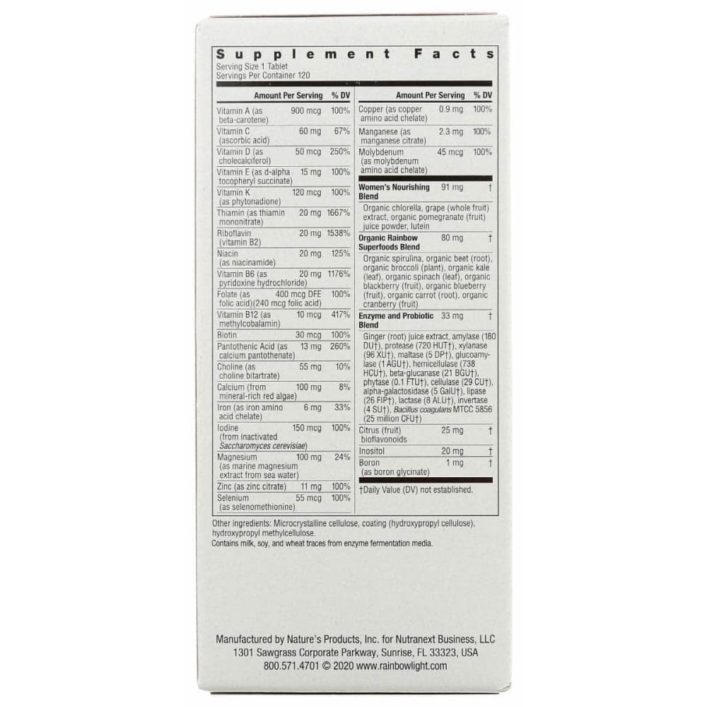 RAINBOW LIGHT Health > Vitamins & Supplements RAINBOW LIGHT VIBRANCE: Womens One Multivitamin, 120 cp