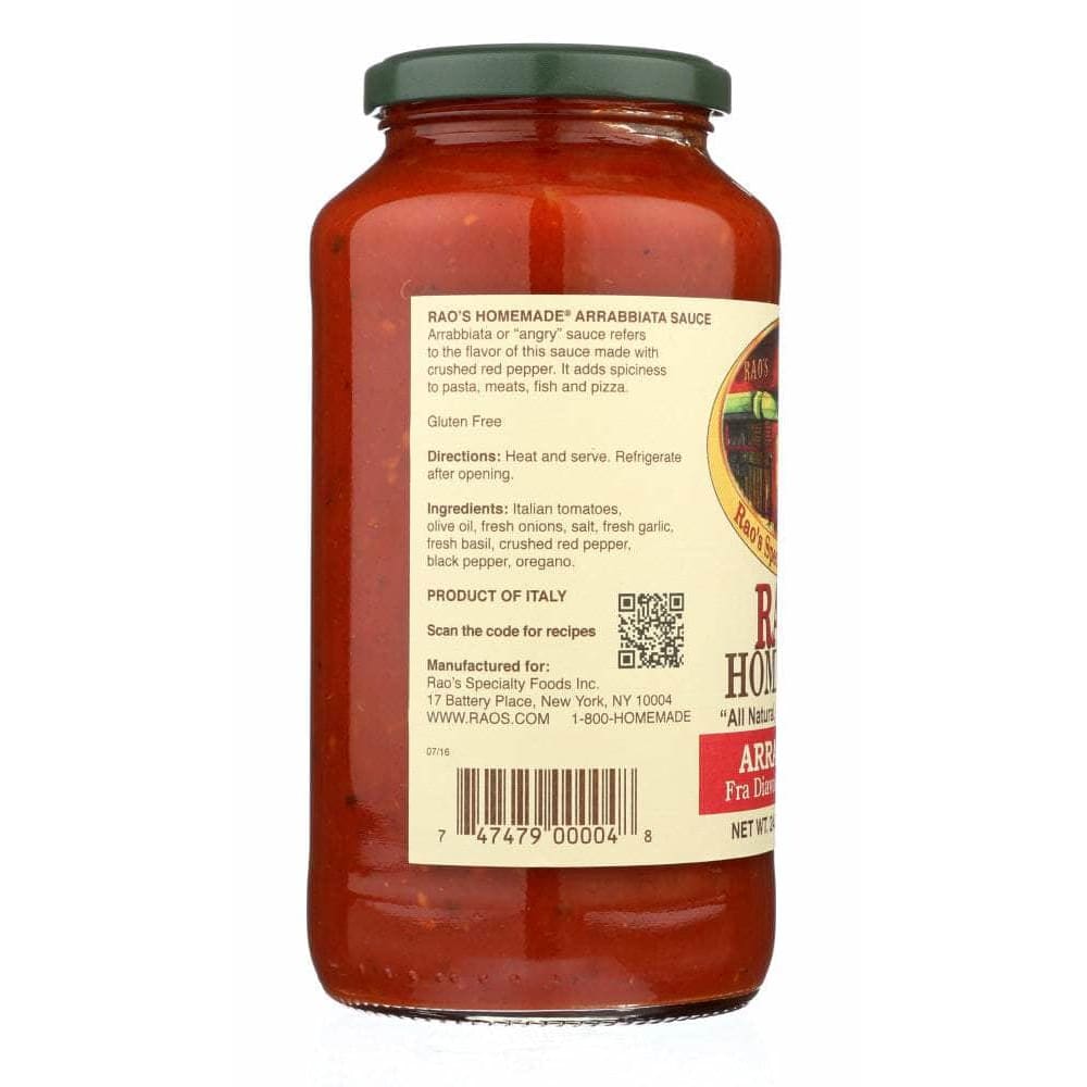 Raos Rao's Homemade Hot Arrabbiata Fra Diavolo Sauce, 24 oz