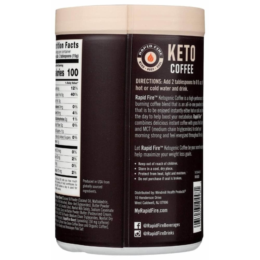RAPID FIRE Grocery > Beverages > Coffee, Tea & Hot Cocoa RAPID FIRE: Coffee Keto Original, 7.93 oz