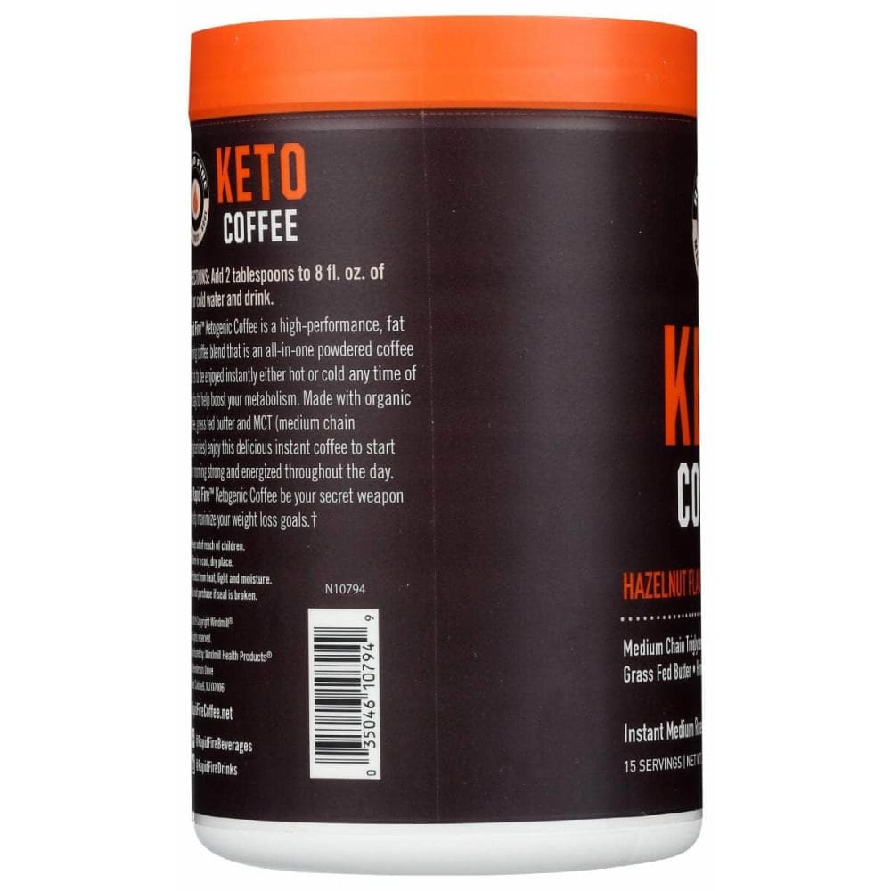 RAPID FIRE Grocery > Beverages > Coffee, Tea & Hot Cocoa RAPID FIRE: Keto Coffee Hazelnut Flavor, 7.93 oz