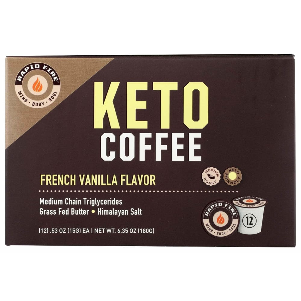 RAPID FIRE Grocery > Beverages > Coffee, Tea & Hot Cocoa RAPID FIRE: Keto Coffee Pods French Vanilla Flavor, 12 ea