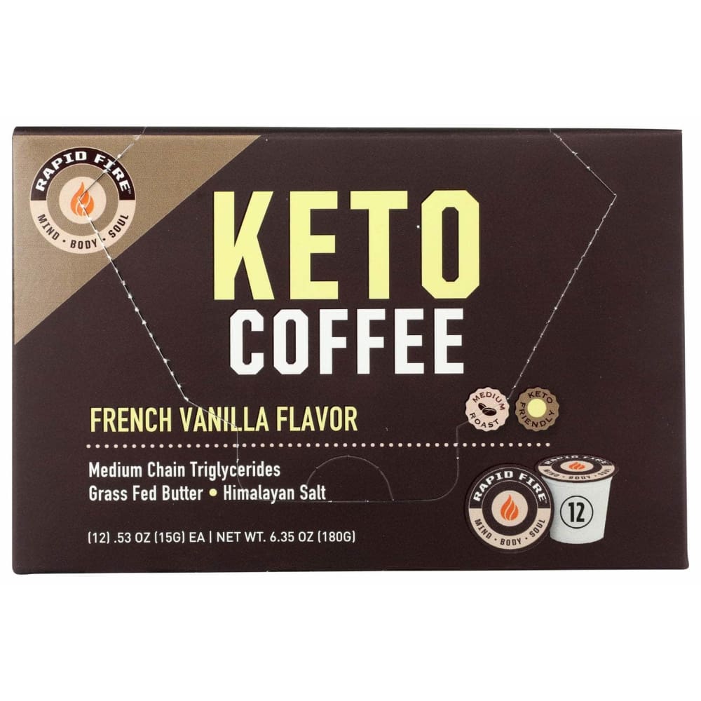 RAPID FIRE Grocery > Beverages > Coffee, Tea & Hot Cocoa RAPID FIRE: Keto Coffee Pods French Vanilla Flavor, 12 ea