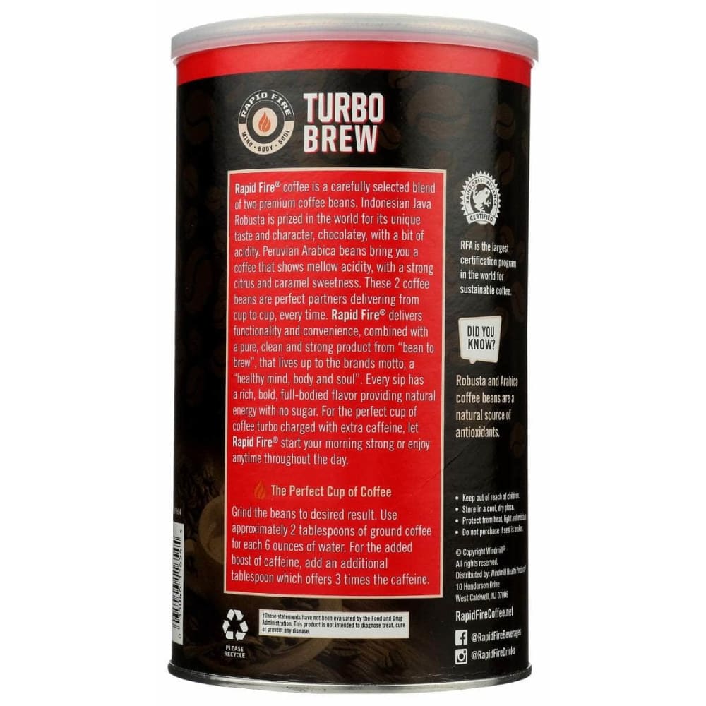 RAPID FIRE Grocery > Beverages > Coffee, Tea & Hot Cocoa RAPID FIRE: Turbo Brew Whole Bean Coffee, 14 oz