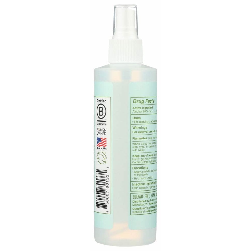 REBEL GREEN Beauty & Body Care > Soap and Bath Preparations > Hand Sanitizers REBEL GREEN: Sanitizer Hand Unscented, 8 oz