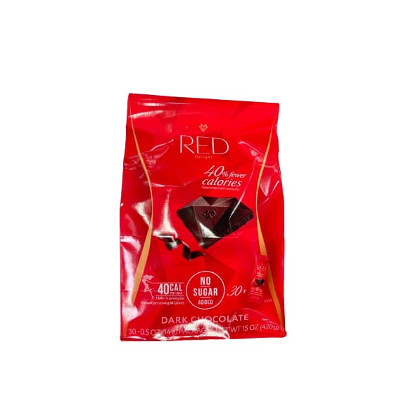Red Dark Chocolate Hearts 30 x 0.5 oz. - Red