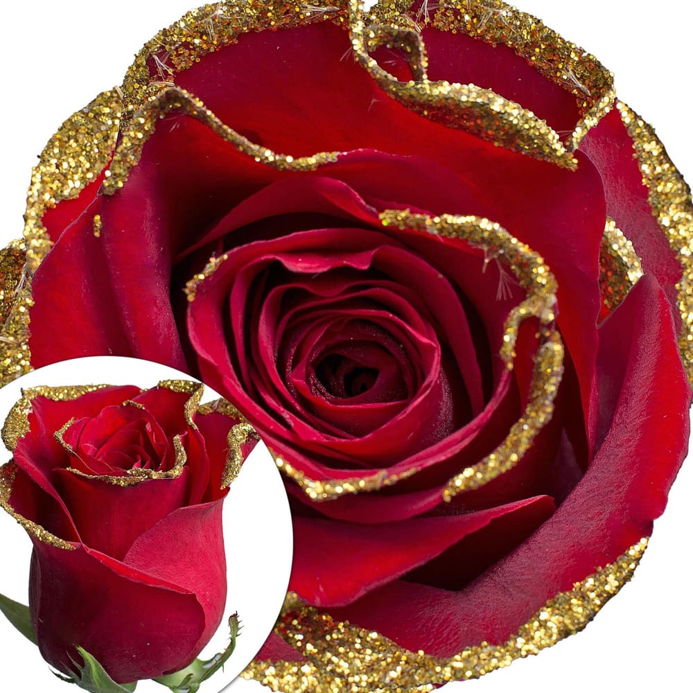 Red Gold Glitter Roses | ShelHealth