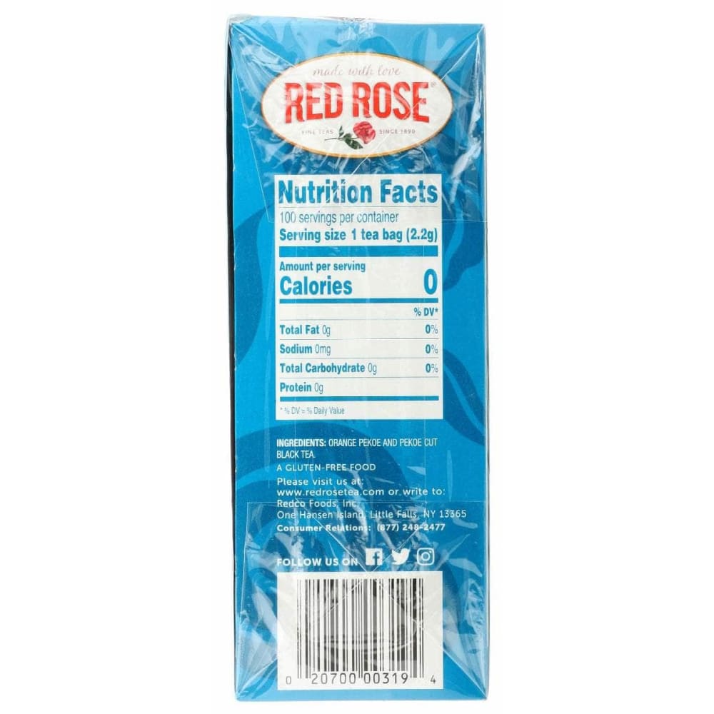 RED ROSE Grocery > Beverages > Coffee, Tea & Hot Cocoa RED ROSE Original Black Tea 100 Teabags, 1 bx