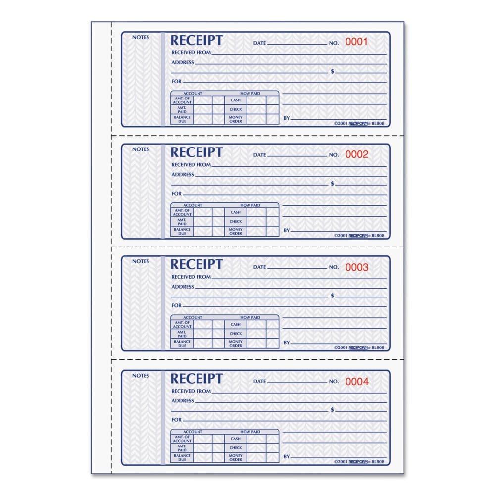 Rediform Money Receipt Book 7 x 2 3/4 Carbonless Triplicate 100 Sets/Book - Technology Solutions - Rediform