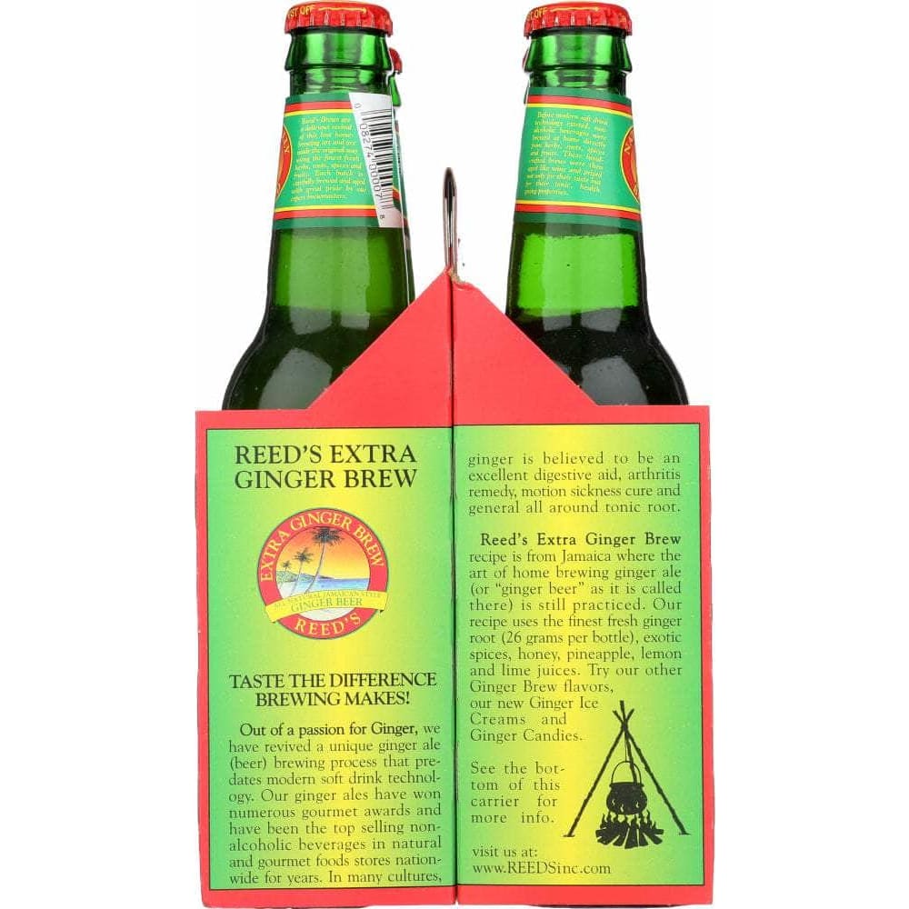 Reeds Reed's Inc Extra Ginger Brew Beer Pack of 4 (12 oz each), 48 oz
