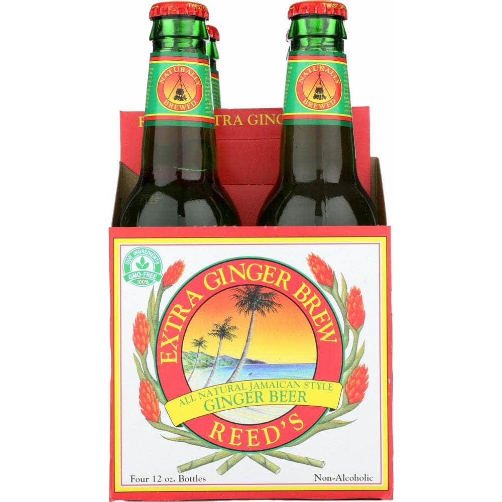 Reeds Reed's Inc Extra Ginger Brew Beer Pack of 4 (12 oz each), 48 oz