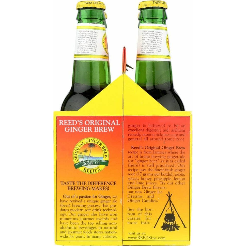 Reeds Reed's Inc Original Ginger Brew Jamaican Style Ginger Ale Pack of 4 (12 oz each), 48 oz