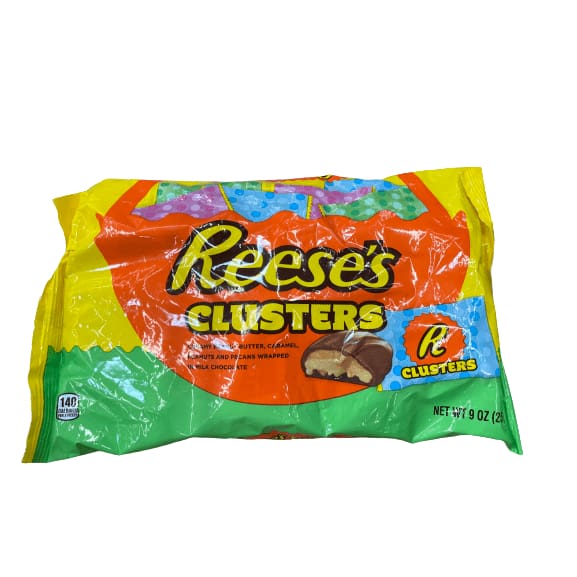 REESE'S REESE'S CLUSTERS Peanut Butter, Caramel, Peanuts, Pecan, Chocolate Candy, Easter, 9 oz