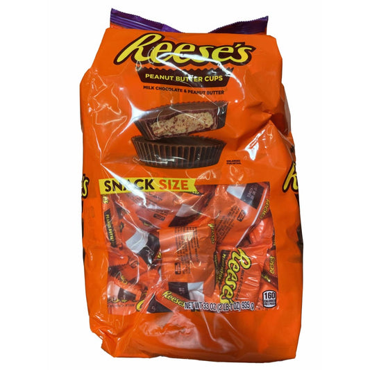 Reese's REESE'S, Milk Chocolate Peanut Butter Cups Snack Size Candy, Halloween, 33 oz, Bulk Bag (60 Pieces)
