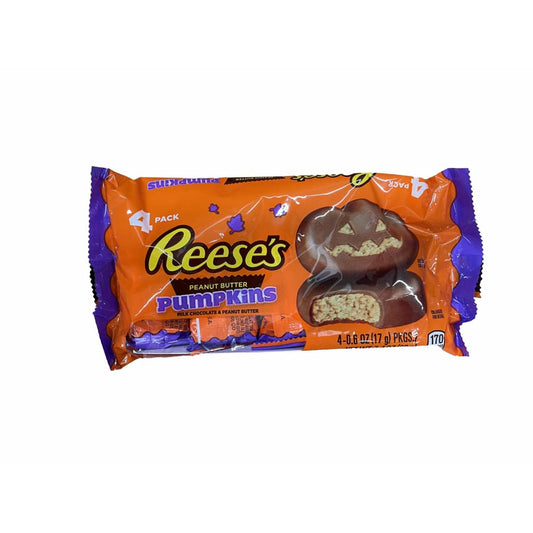 Reese's REESE'S, Milk Chocolate Peanut Butter Pumpkins Candy, Halloween, 0.6 oz, Packs (4 Count)