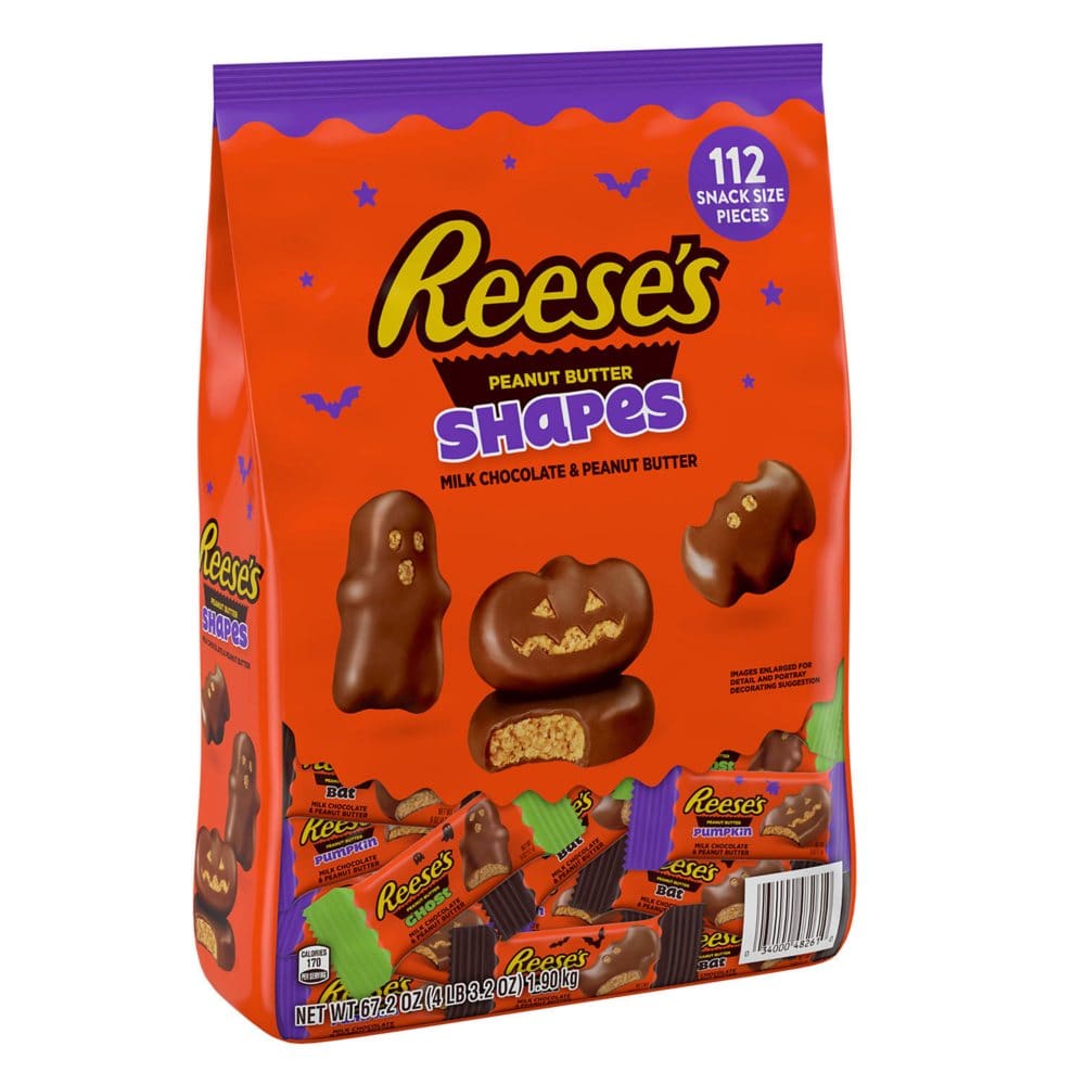 REESE’S Milk Chocolate Peanut Butter Snack Size Halloween Assorted Shapes Candy Bulk Variety Bag (67.2 oz. 112 pc.) - New Items - REESE’S