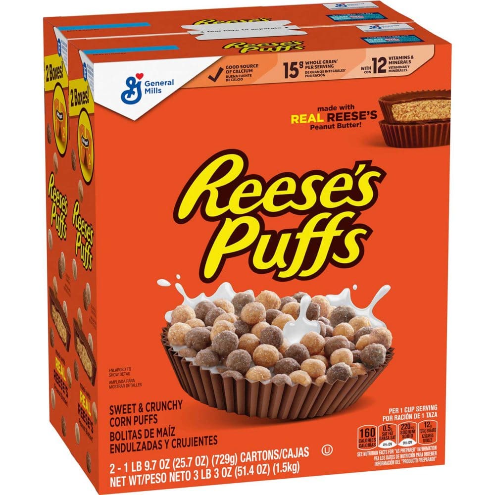 Reese’s Puffs Peanut Butter Chocolate Cereal (51.4 oz. 2 pk.) - Cold Cereal - ShelHealth