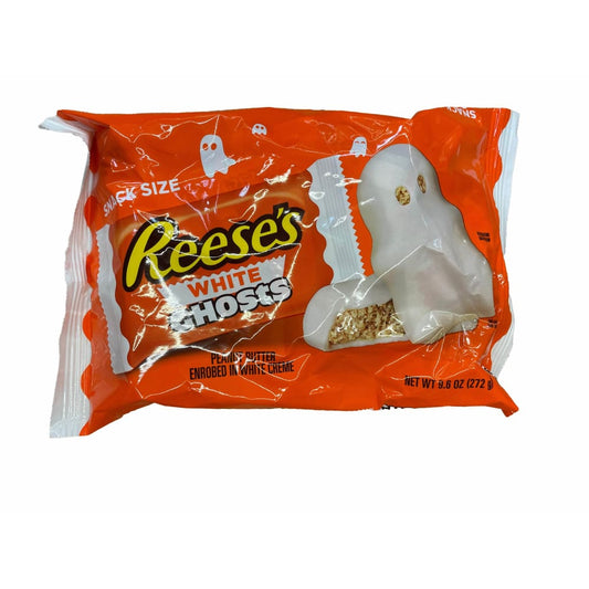 Reese's REESE'S White Creme Peanut Butter Ghosts Snack Size Candy, Halloween, 9.6 oz, Bag