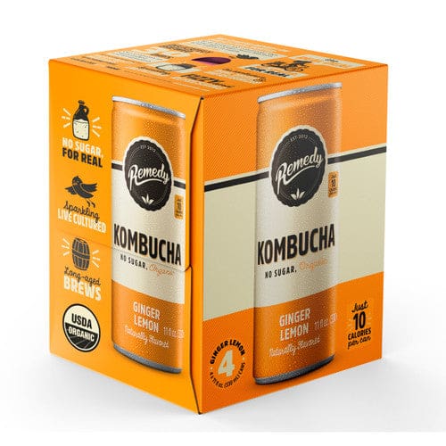 Remedy Ginger Lemon Kombucha 6-4pk/11.2oz - Free Shipping Items/Bulk Organic Foods - Remedy