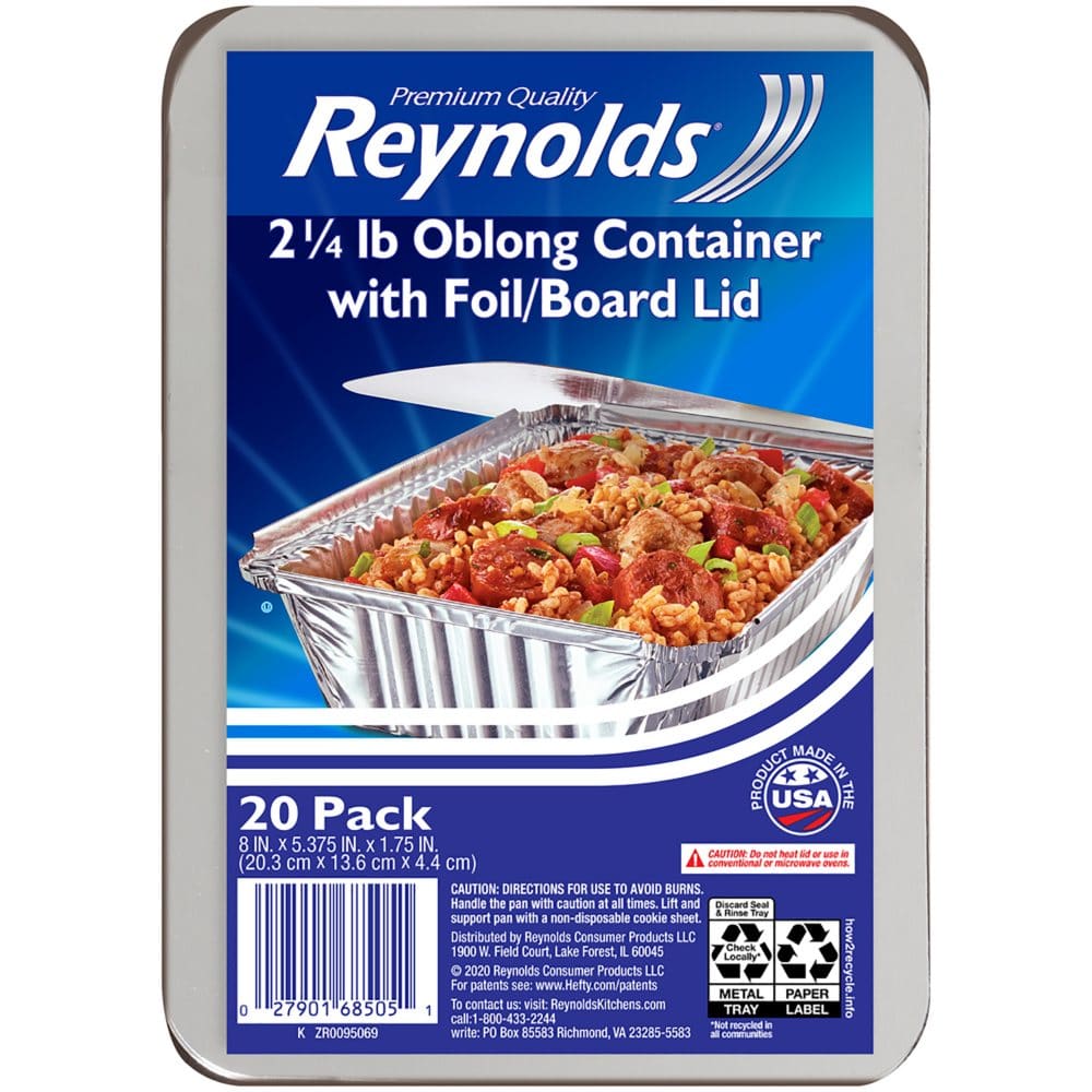 Reynolds Oblong Foil Take Out Containers with Lids (20 ct.) - Disposable Tableware - Reynolds Oblong