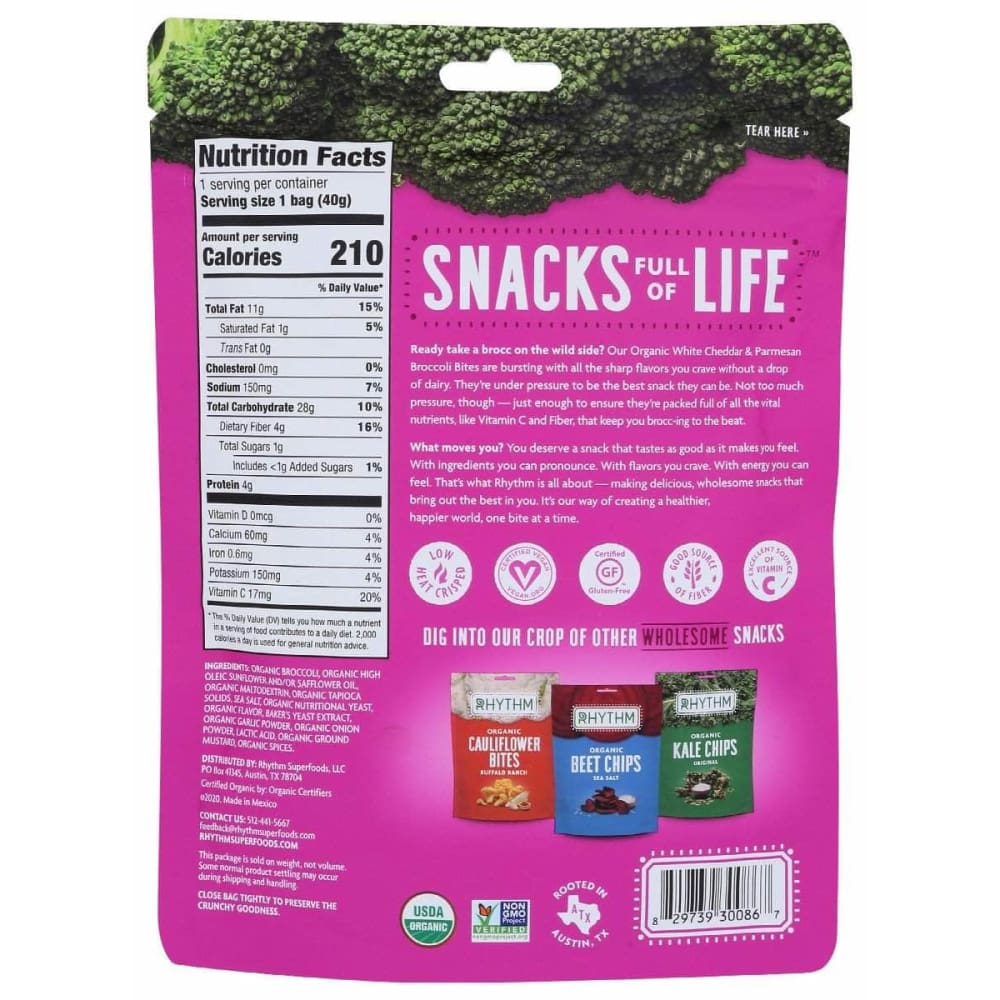 RHYTHM SUPERFOODS Rhythm Superfoods Bite Brocli Wht Ched Parm, 1.4 Oz