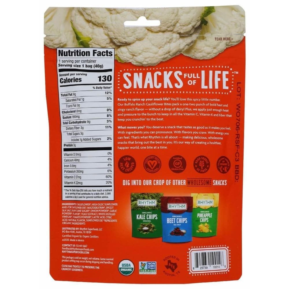 RHYTHM SUPERFOODS Rhythm Superfoods Bites Cauliflwr Bffl Rnch, 1.4 Oz