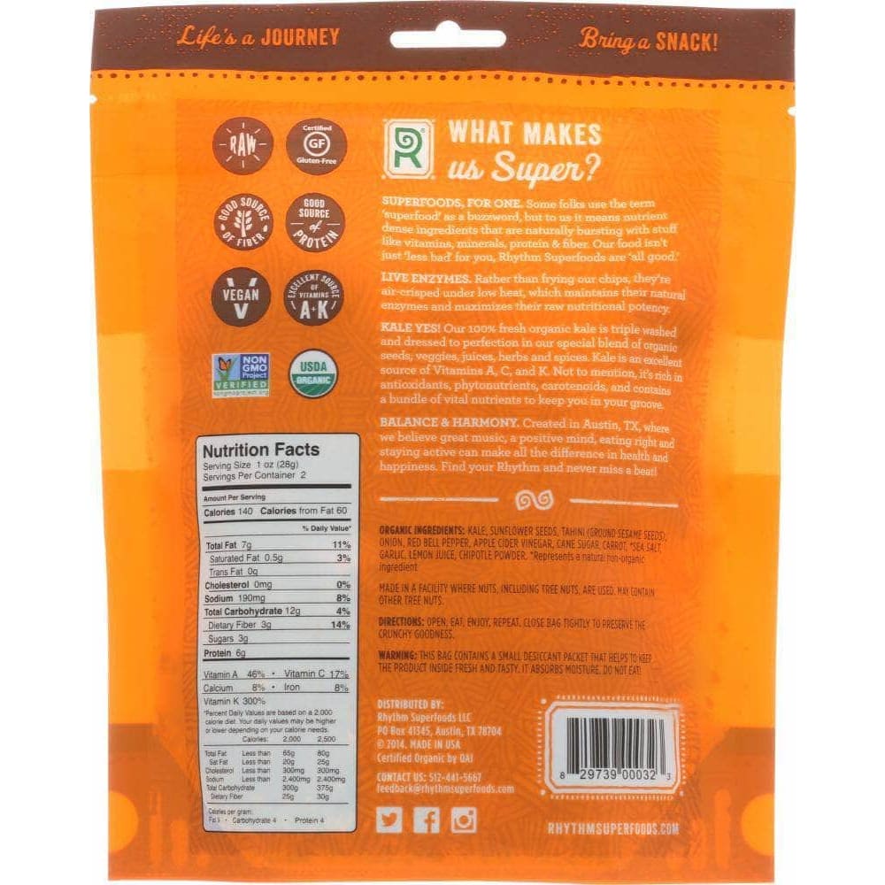 Rhythm Superfoods Rhythm Superfoods Kale Chips Zesty Nacho, 2 oz