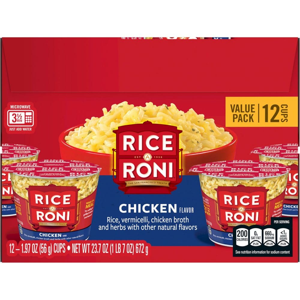 Chicken Rice A Roni Competitors Rice-A-Roni Chicken Flavored Cups (12 ct.) | ShelHealth