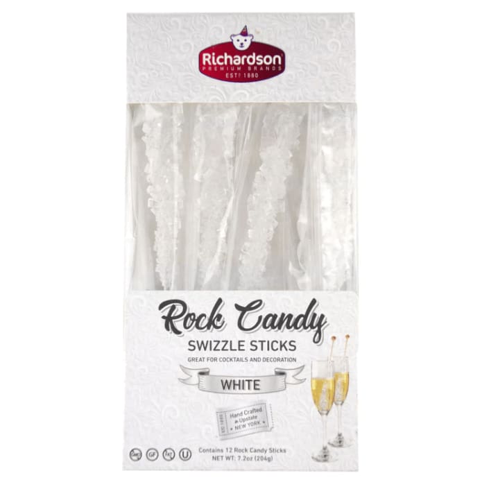 RICHARDSON BRANDS Grocery > Chocolate, Desserts and Sweets > Candy RICHARDSON BRANDS: Rock Candy Swizzle Sticks Wedding Box White 12Ct, 7.2 oz