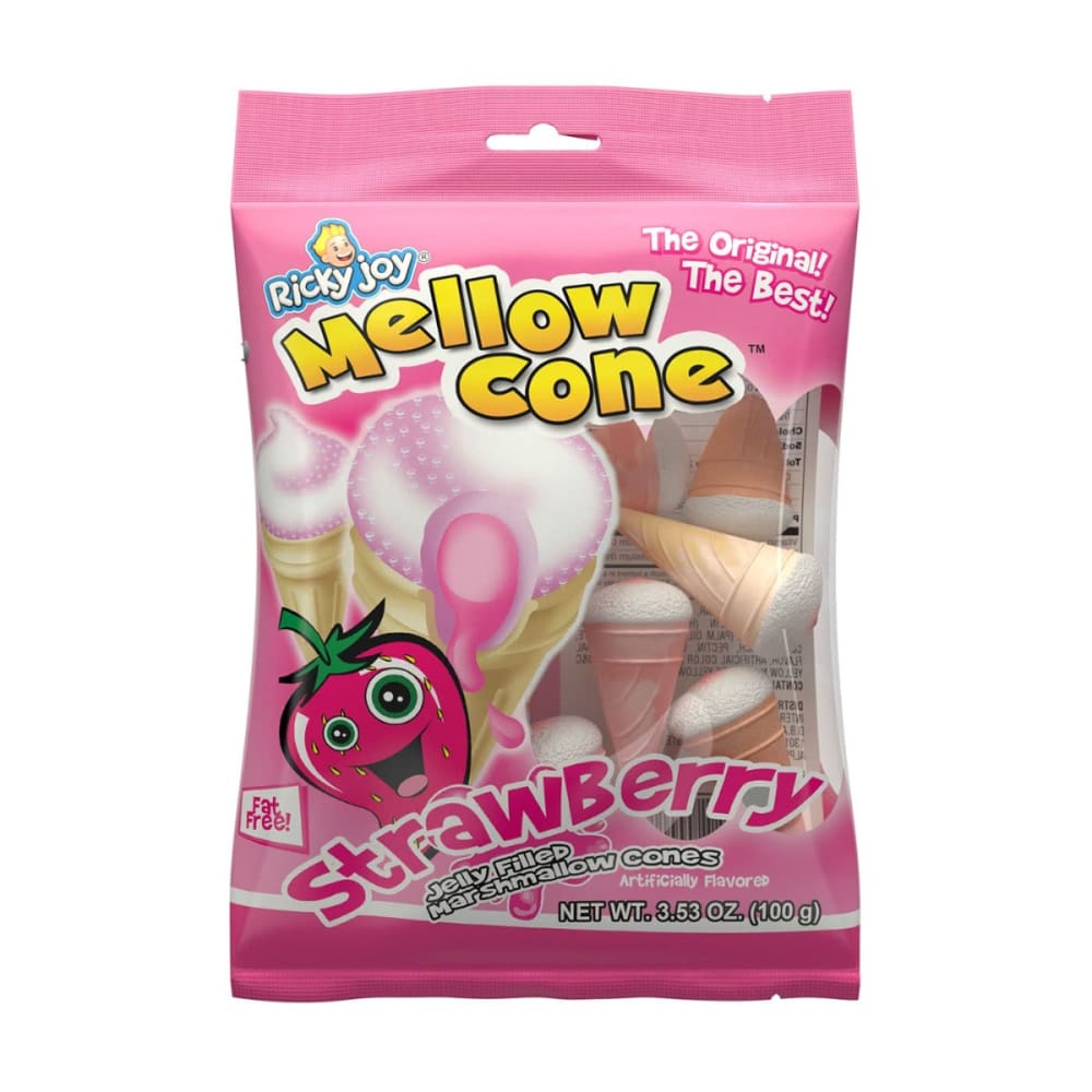 RICKY JOY: Mellow Cone Strawberry 3.53 oz (Pack of 5) - Grocery > Chocolate Desserts and Sweets > Candy - RICKY JOY