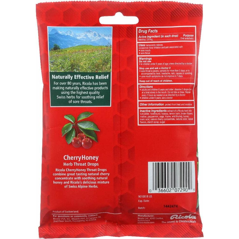 Ricola Ricola Natural Herb Throat Drop Cherry Honey 24 Piece, 3 oz