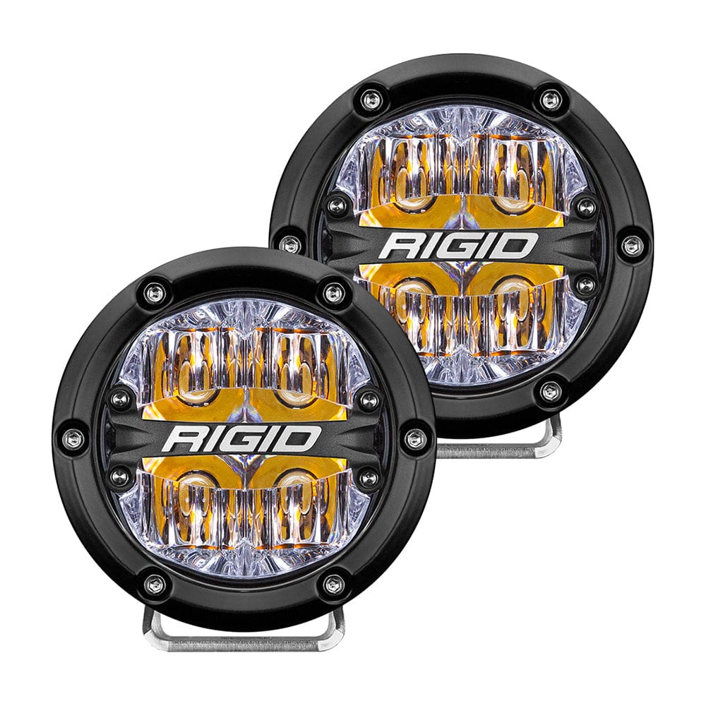 RIGID Industries 360-Series 4 LED Off-Road Fog Light Drive Beam w/ Amber Backlight - Black Housing - Lighting | Flood/Spreader Lights -