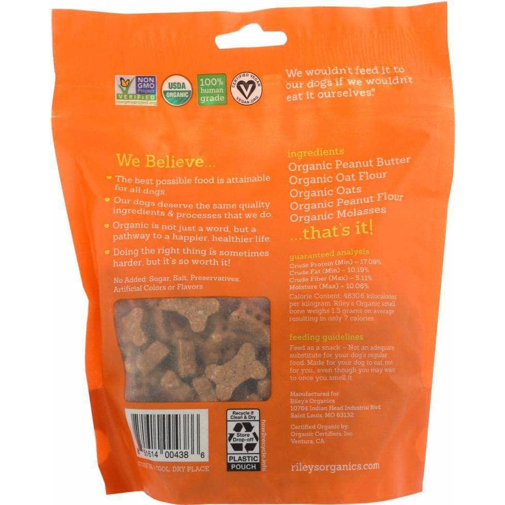 RILEYS ORGANICS Riley'S Organic Peanut Butter & Molasses Recipe Small Bone Dog Treats, 5 Oz