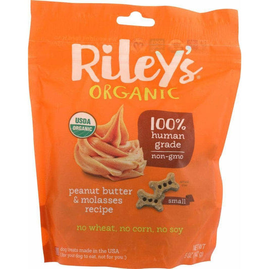 RILEYS ORGANICS Riley'S Organic Peanut Butter & Molasses Recipe Small Bone Dog Treats, 5 Oz