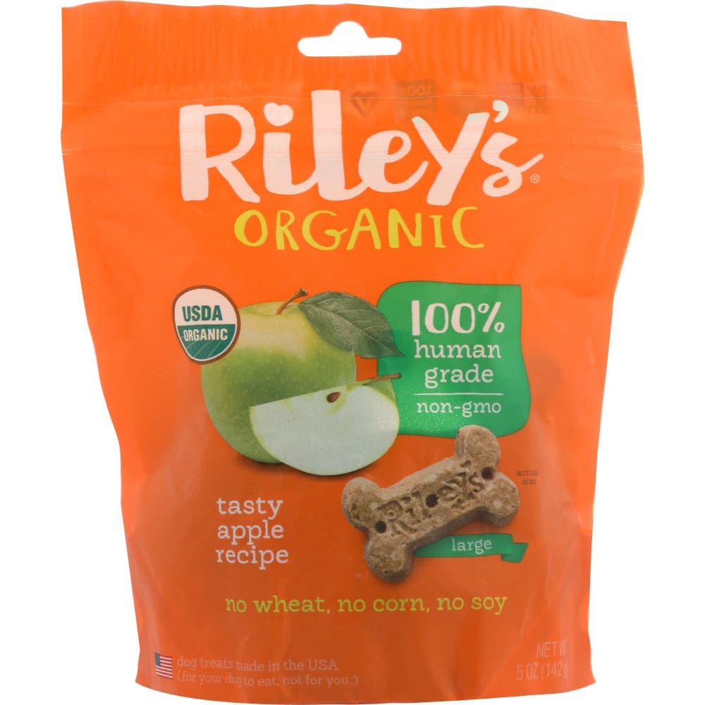 RILEYS ORGANICS: Apple Organic Dog Treat Large Bone 5 oz (Pack of 4) - Pet > Dog Treats - RILEYS ORGANICS
