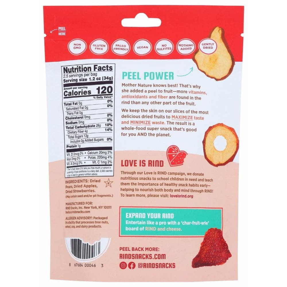 RIND Grocery > Snacks > Fruit Snacks RIND: Straw Peary Skin On Dried Fruit, 3 oz