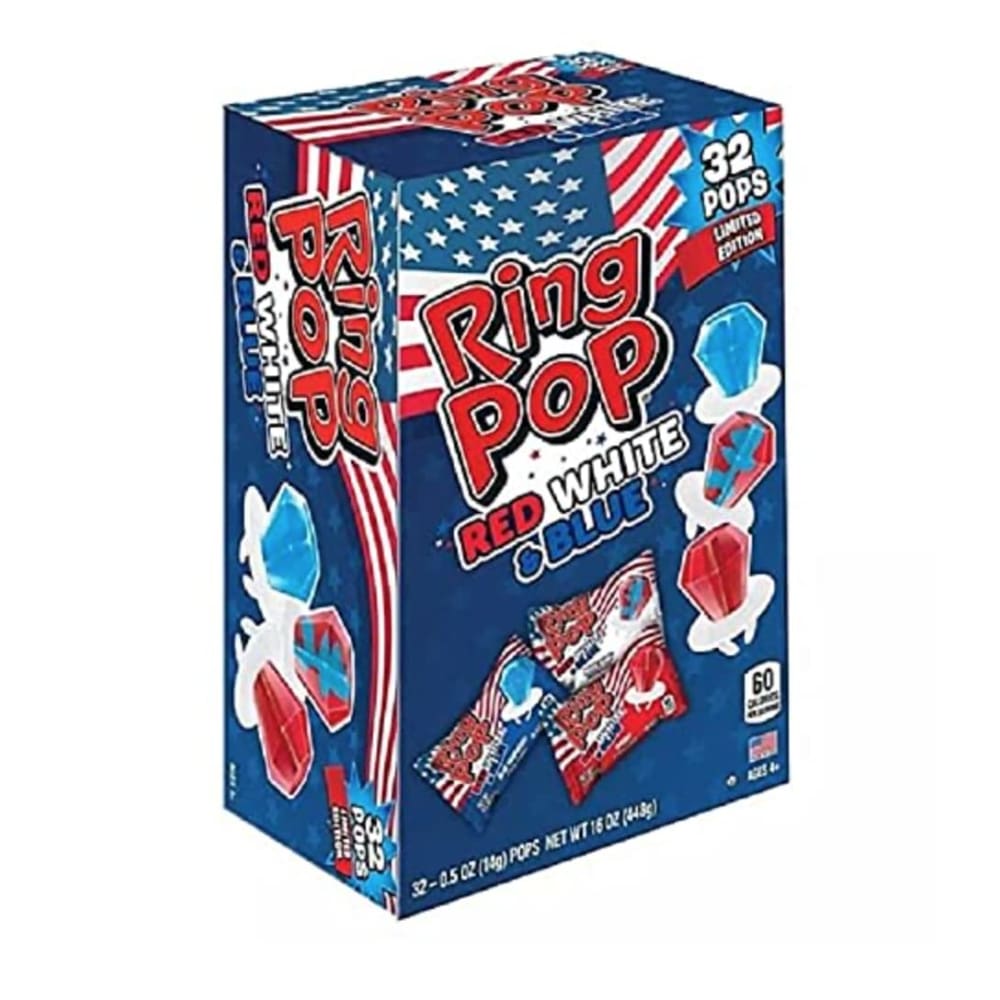 Ring Pop Limited Edition Red White and Blue Lollipop Variety Party Pack (16 oz. 32 ct.) - Candy - RINGO POP