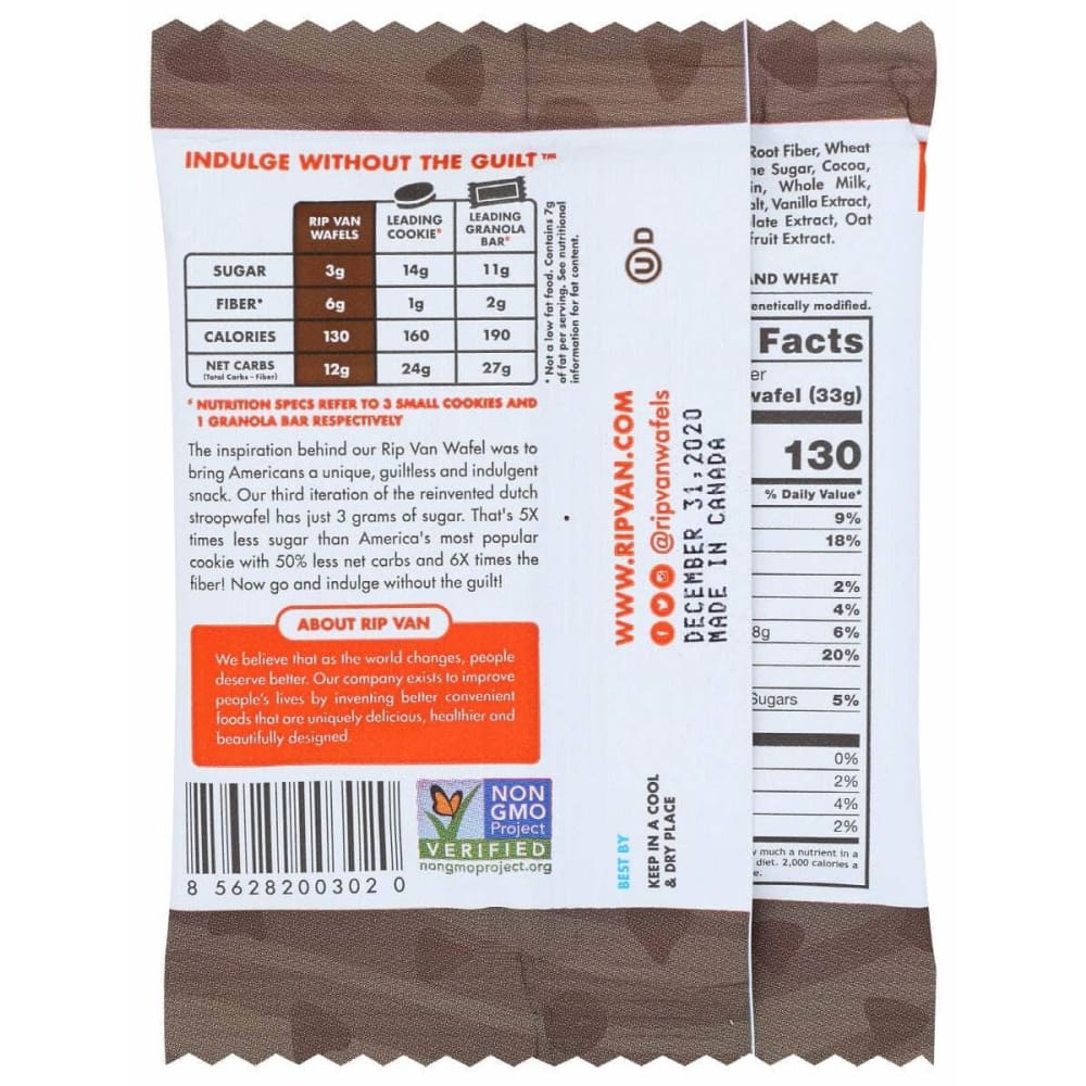 RIP VAN WAFEL Grocery > Snacks > Cookies > Cookies RIP VAN WAFEL Wafel Chocolate Brwnie, 1.16 oz