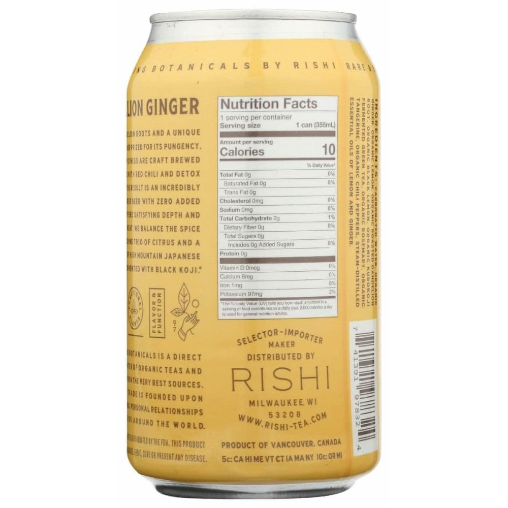 RISHI TEA Rishi Tea Beverage Sparkling Dandelion Ginger, 12 Fo
