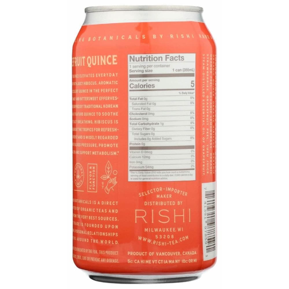RISHI TEA Rishi Tea Beverage Sparkling Grapefruit Quince, 12 Fo
