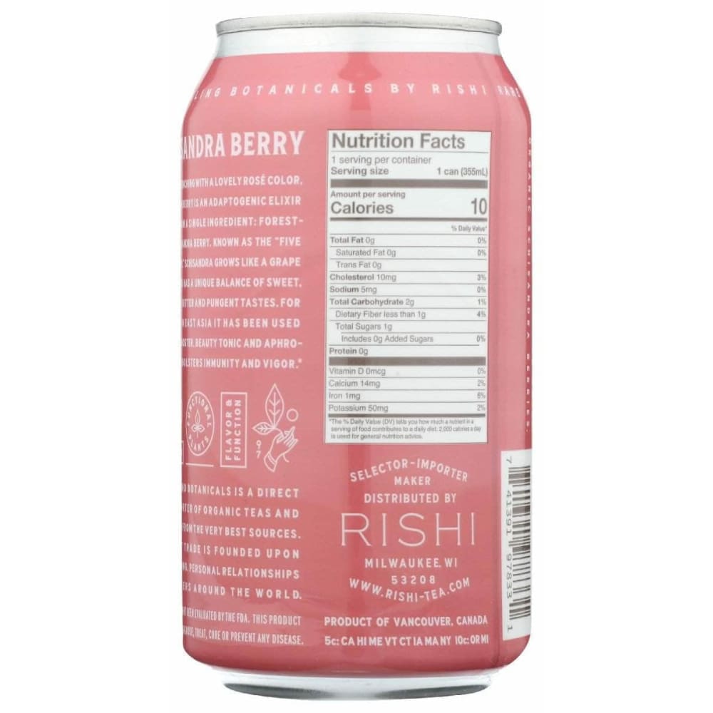 RISHI TEA Rishi Tea Beverage Sparkling Schisandra Berry, 12 Fo